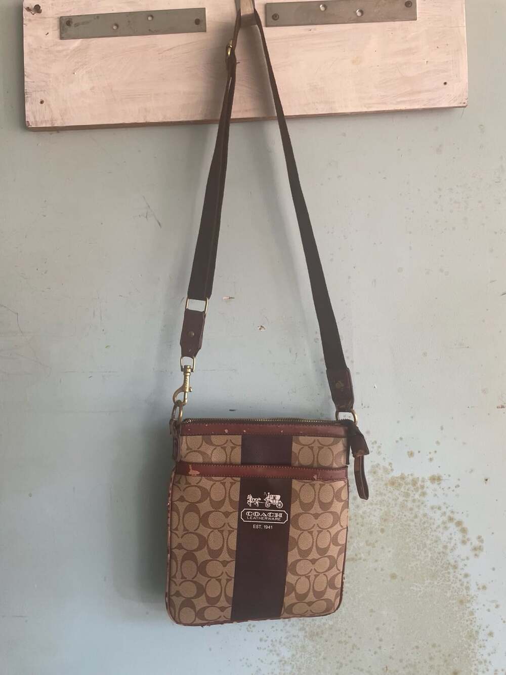 Coach Signature Stripe Crossbody Bag